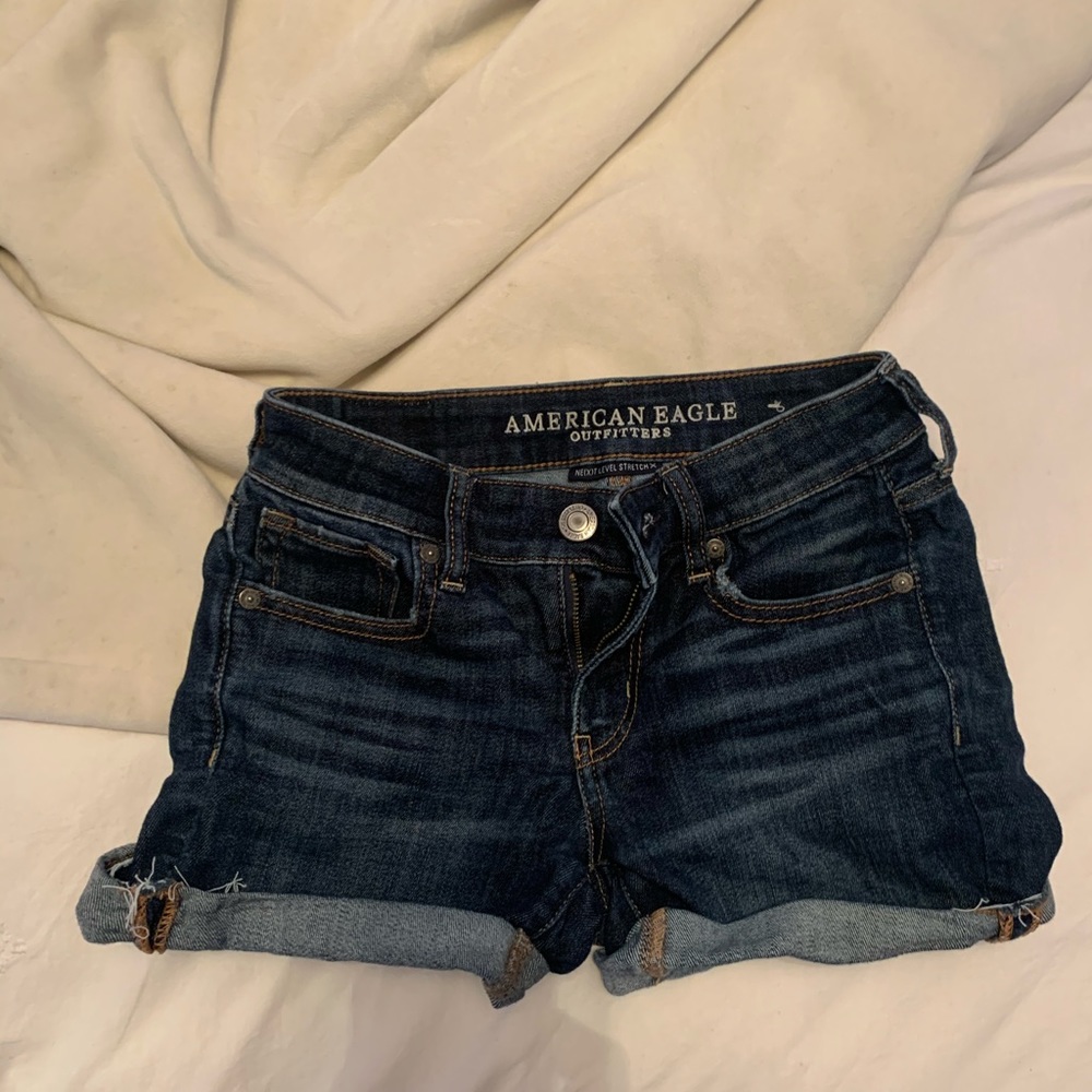Dark denim shorts american eagle